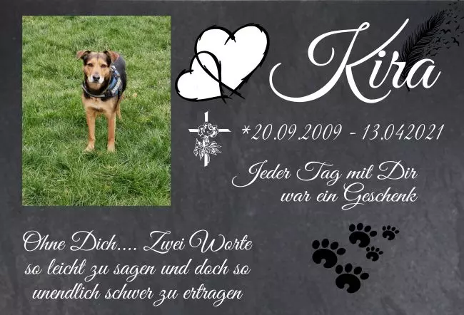 bedrucktGedenktafel Kira Bild